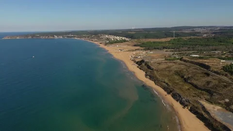 Sarıyer kilyos beach view from above Stock Footage 148566844