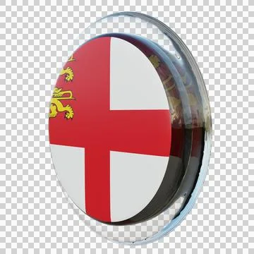 Sark 3d illustration flag on pole. Wood flagpole Illustrazione stock
