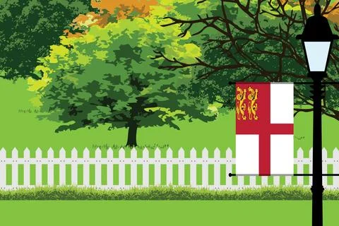 Sark Day Trees Lamp Vector Illustration Stock Illustration