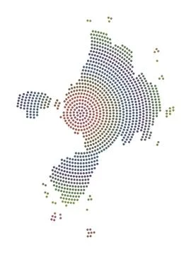 Sark dotted map. Digital style shape of Sark. Tech icon of the island with .. 스톡 일러스트