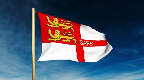 Sark flag slider style with title. Waving in the wind with cloud background Stock-Footage 48334549