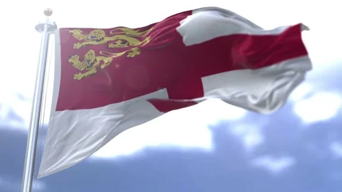 Sark flag waving against the sky Stock Footage 167308488