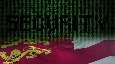 Sark flag - Waving flag on matrix binary code background Stock Footage 321422542