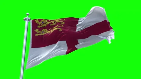 Sark Flag Waving in Loopable and Textured green screen background Stock Footage 296876213