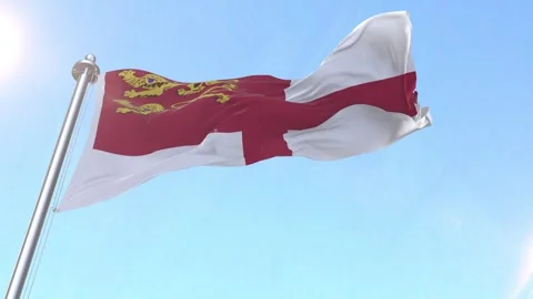Sark Flag waving in the sky Stock Footage 343629411