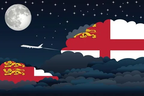 Sark Night Clouds Airplane Vector Illustration Stock Illustration