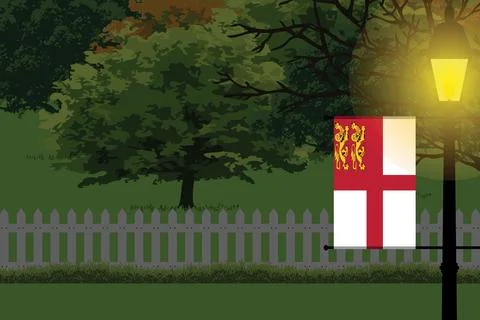 Sark Night Trees Lamp Vector Illustration Stock Illustration