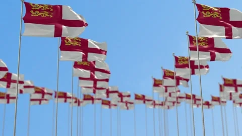 Sark Row Of National flags Walk Throw Animation Stock-Footage 143633064
