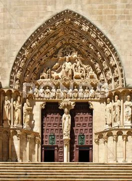 The sarmental door of burgos cathedral Stock Photos