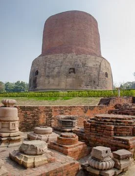 Sarnath Stupa in the Memory of Buddha Foto stock