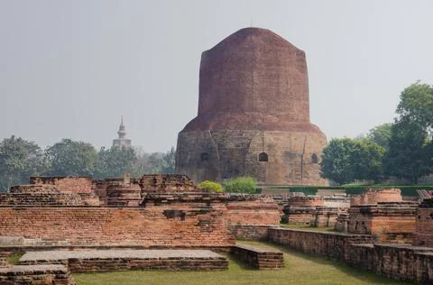 Sarnath Stupa in the Memory of Buddha Stock Photos