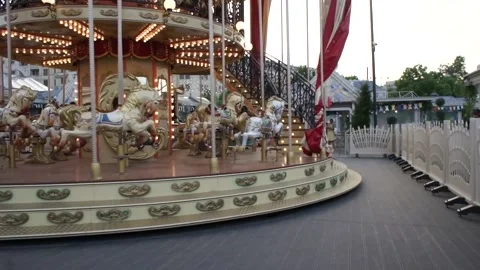 Сarousel In A City Center Stock Footage 89905321