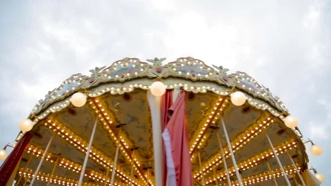 Сarousel. Under view with cloudy sky Stock Footage 83058528