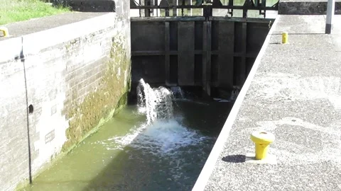 Sarre sluice being flooded Stock Footage 335477937