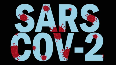Sars-CoV-2 2D Text With Coronavirus Animation In The Background Stock Footage 142362917