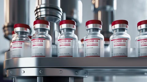 Sars-COV-2 COVID-19 coronavirus vaccine mass production. Stock Footage 167030660