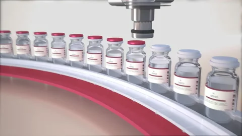 SARS-COV-2 COVID-19 Coronavirus Vaccine Mass Production in Laboratory, Machine P Stock Footage 167364772