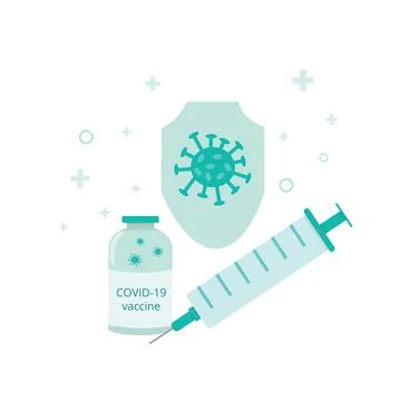 Sars-cov-2 injection. Covid-19, coronavirus people vaccination poster with Stock Illustration