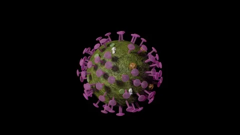 SARS-CoV-2 Virion, 3D Animation, Labeled Stock Footage 129316935