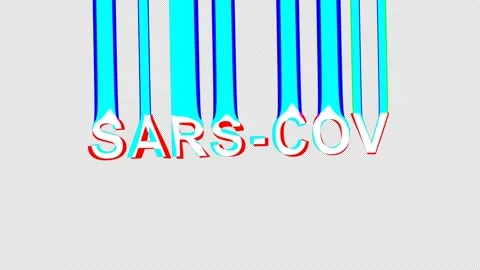 SARS-COV virus. Motion text. Stretching effect, glitch. 4K video. Stock Footage 154976934