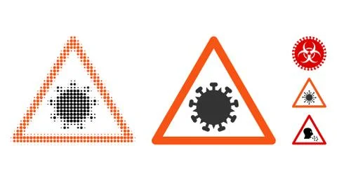 SARS Virus Warning Halftone and Solid Icon Stock Illustration