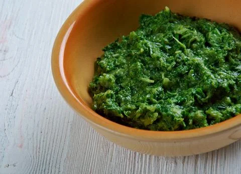 Sarson ka saag Sarson ka saag - vegetable dish in Punjab regions of India ... Stock Photos