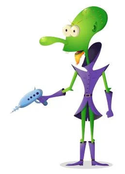 Сartoon green alien Stock Illustration