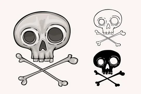 Сartoon skull and crossbones icon Stock Illustration