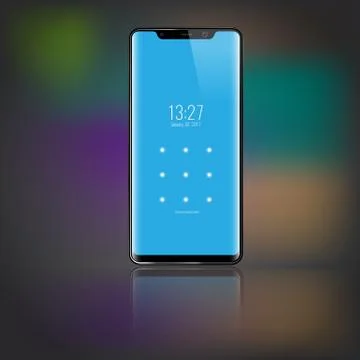 Sartphone with password lockpad screen. 3d Touchscreen smartphone screen lock Illustrazione stock