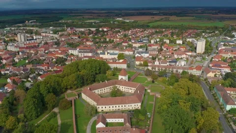 Sarvar, Hungary - 4K flying above the famous Castle of Sarvar (Nadasdy castle) Stock Footage 143853902