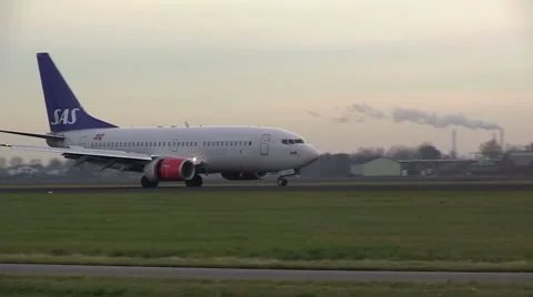 SAS Airlines plane landing Stock Footage 8923746