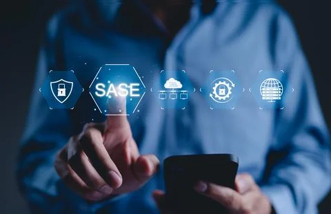 SASE Concept. Secure access service edge technology. Stock Photos