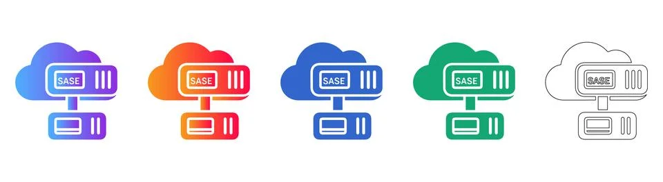 SASE Security Cloud Architecture Icons Stock Illustration