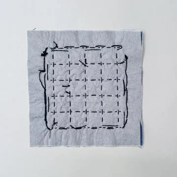 Sashiko embroidery pattern textile reverse side Foto stock