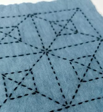 Sashiko embroidery sample front side Stock Photos