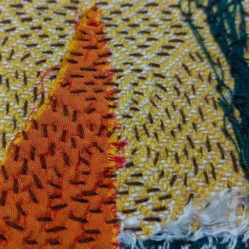 Sashiko pattern embroidery close up textile 库存照片