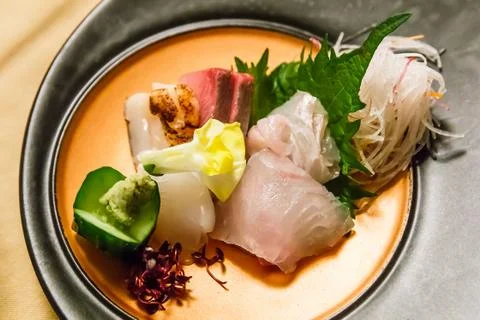 Sashimi in a dish. 스톡 사진