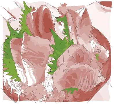 Sashimi fresh raw fish Stock Illustration