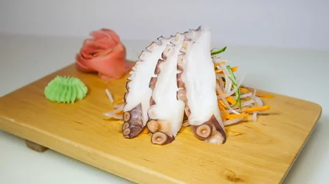 Sashimi octapus slices Video stock 68319393