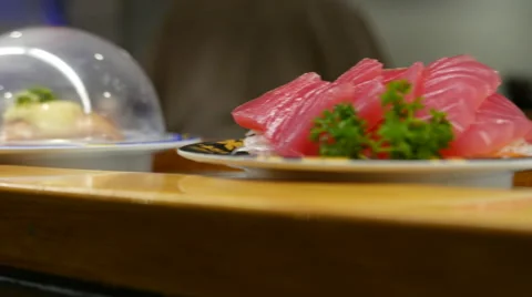 Sashimi on Rail Video stock 53893570