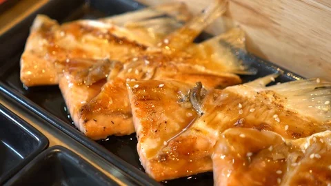 Sashimi set grill Video stock 128609543