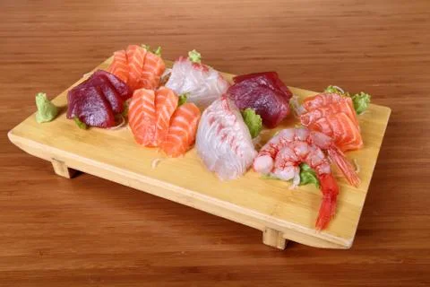 Sashimi on tray Stock Photos
