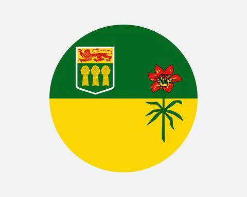 Saskatchewan Canada Round Flag. SK, Canadian Province Circle Circular Flag. Stock Illustration