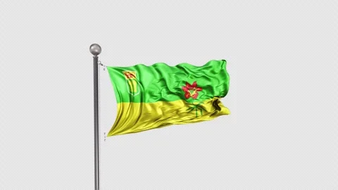 Saskatchewan Flag  Animation Loop Include Alpha 3D Rendering Video stock 283014825