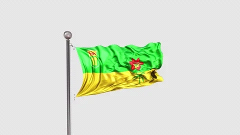 Saskatchewan Flag  Animation Loop Include Alpha 3D Rendering Stock-Footage 312098489