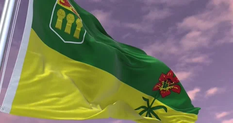 Saskatchewan Flag Animation Minimal Corporate Video Stock Footage 343629499
