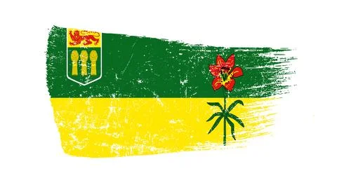 Saskatchewan Flag Designed in Brush Strokes and Grunge Texture Stock Illustration