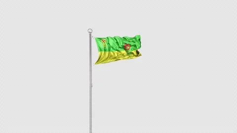 Saskatchewan   Flag Pole  Animation Include Alpha 3D Rendering Video stock 283014343