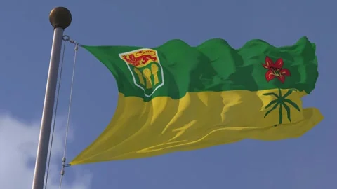 Saskatchewan FLAG SLOW MOTION Stock Footage 343629407