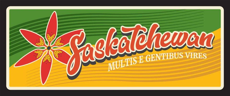 Saskatchewan multis e gentibus vires, travel plate Stock Illustration